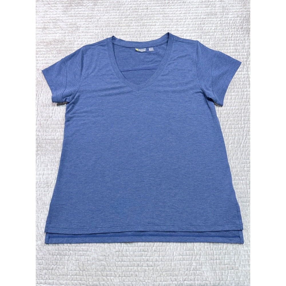 ZELLA Navy Short Sleeve V-Neck T-Shirt Athletic Yoga Size Medium